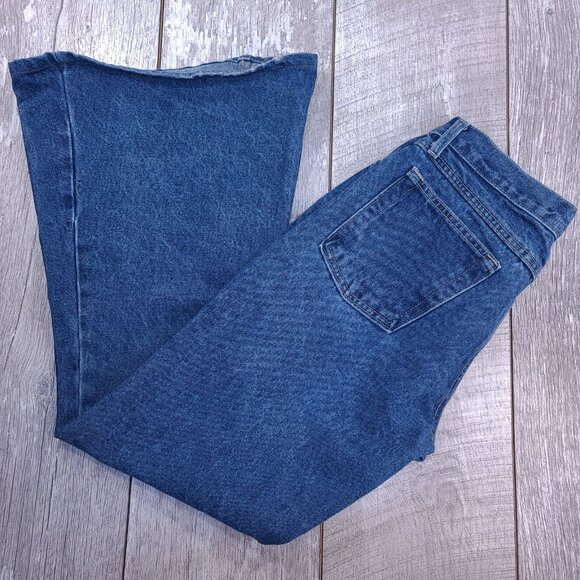 Vintage Rave R4R Jeans Womens 11 Blue Mid Rise Super Flare Leg Denim Y2K Hippy - Picture 3 of 8
